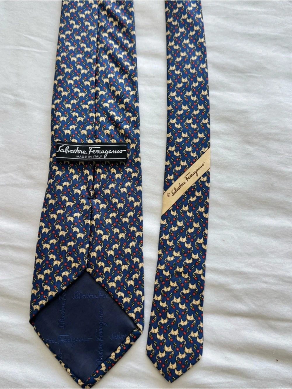 Salvador Ferragamo Novelty Elephant Pattern Silk Tie
